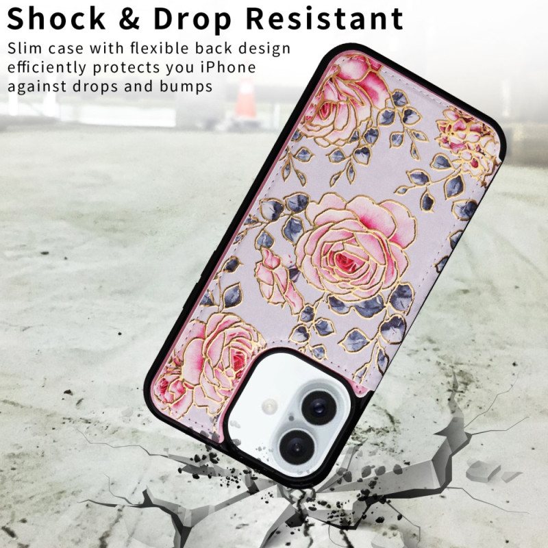 Deksel iPhone 16 Plus Mobildeksel Floral Rfid-beskyttelse