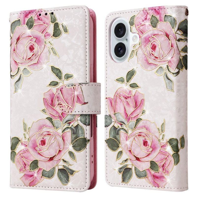 Folio Deksel iPhone 16 Plus Floral Rfid-blokkeringslommebok Beskyttelse Deksel