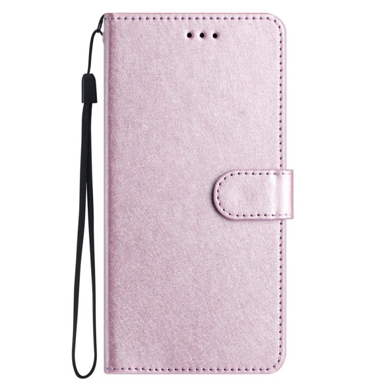 Folio Deksel iPhone 16 Plus Strappy Silk Texture