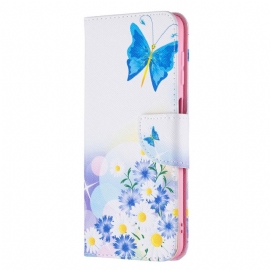Lærdeksel Til Samsung Galaxy M32 Malte Sommerfugler Og Blomster