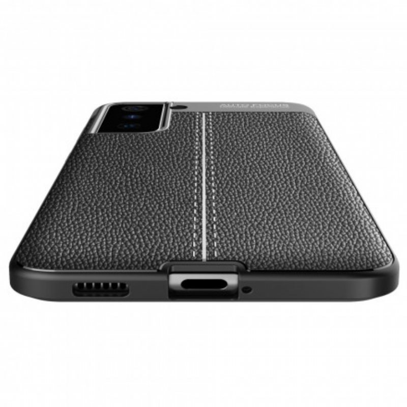 Deksel Til Samsung Galaxy S21 Plus 5G Dobbel Linje Litchi Leather Effect