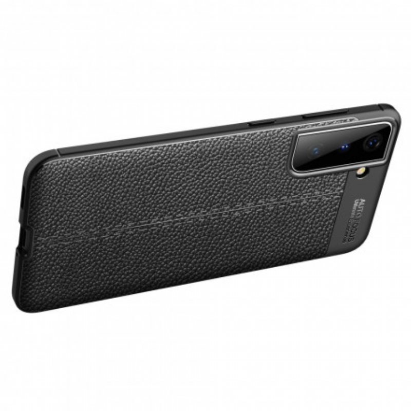 Deksel Til Samsung Galaxy S21 Plus 5G Dobbel Linje Litchi Leather Effect