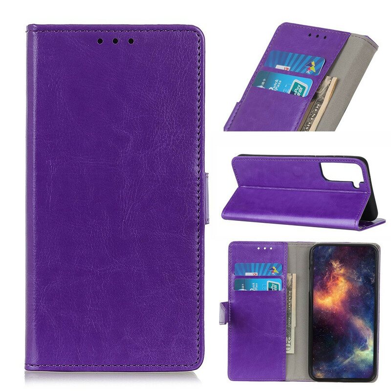 Folio Deksel Til Samsung Galaxy S21 Plus 5G Elegant Skinnende Skinneffekt