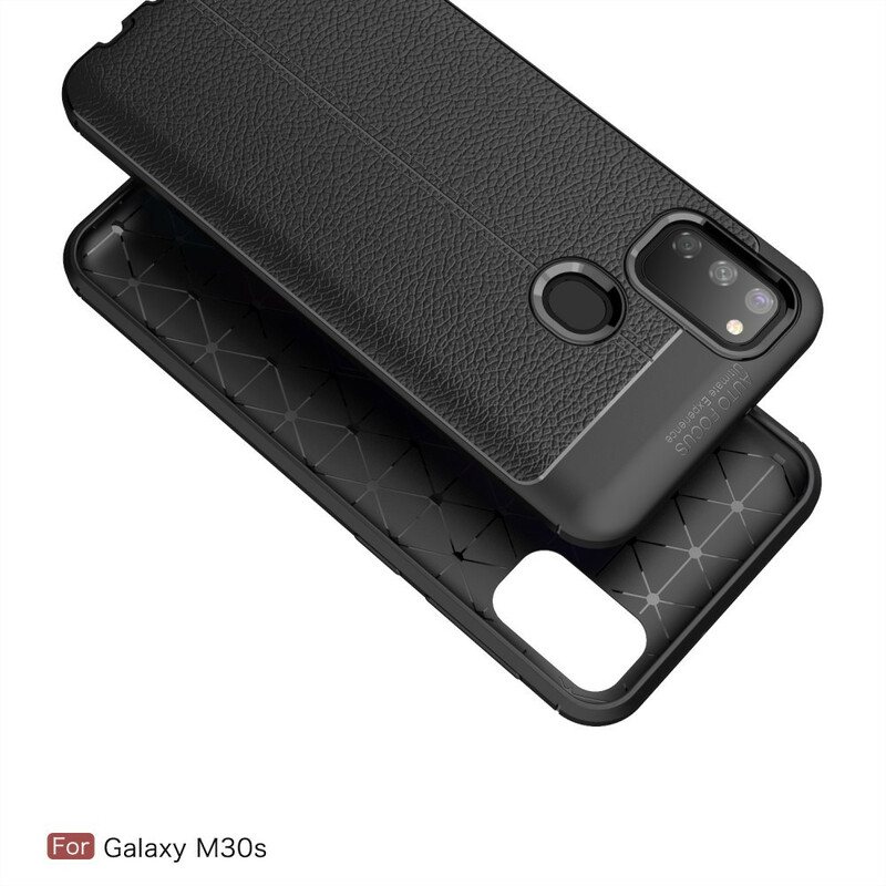 Deksel Til Samsung Galaxy M21 Dobbel Linje Litchi Leather Effect