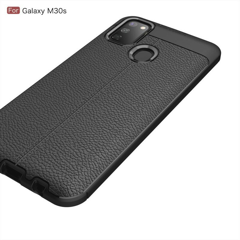 Deksel Til Samsung Galaxy M21 Dobbel Linje Litchi Leather Effect