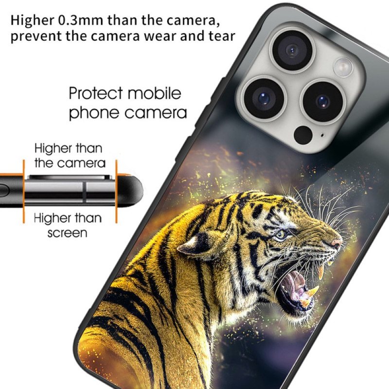 Deksel iPhone 16 Pro Brølende Tiger Herdet Glass Beskyttelse Deksel