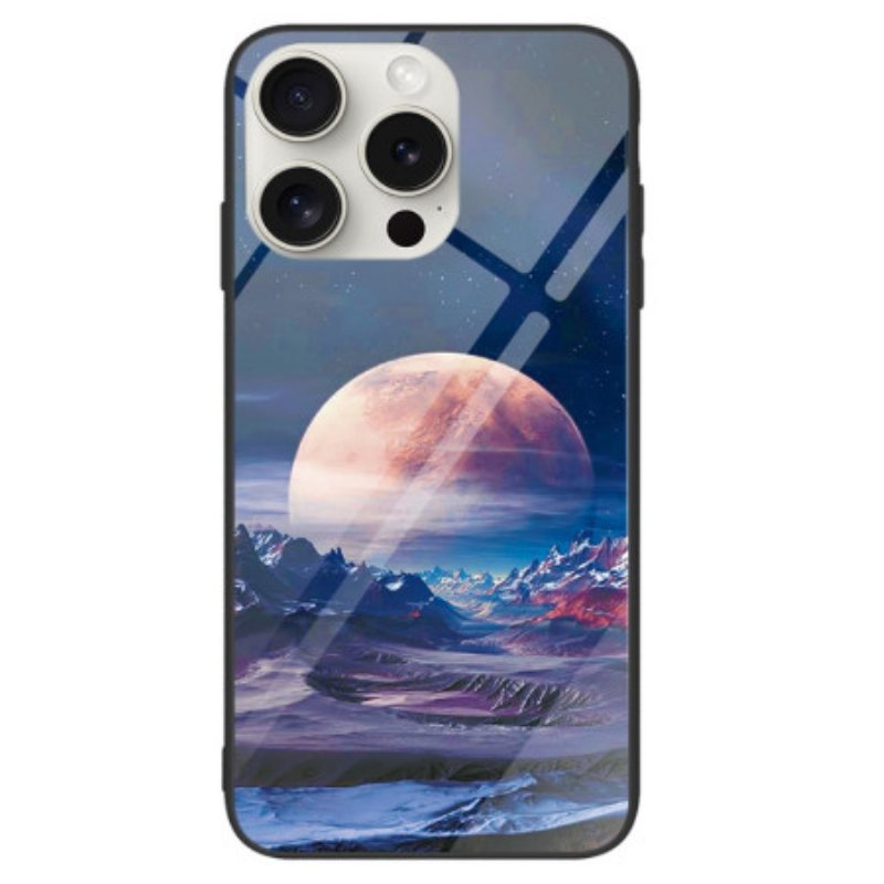 Deksel iPhone 16 Pro Mobildeksel Hvit Planet Herdet Glass