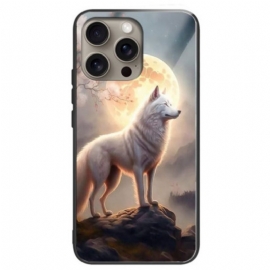 Deksel iPhone 16 Pro Moonlight Wolf Herdet Glass