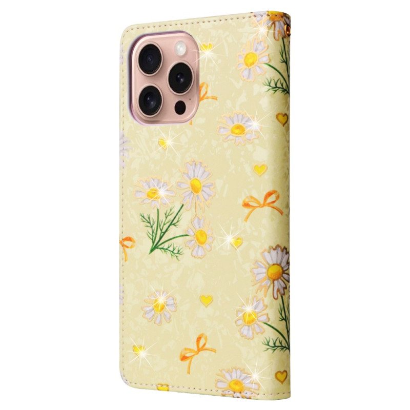 Folio Deksel iPhone 16 Pro Floral Rfid-blokkeringslommebok Beskyttelse Deksel