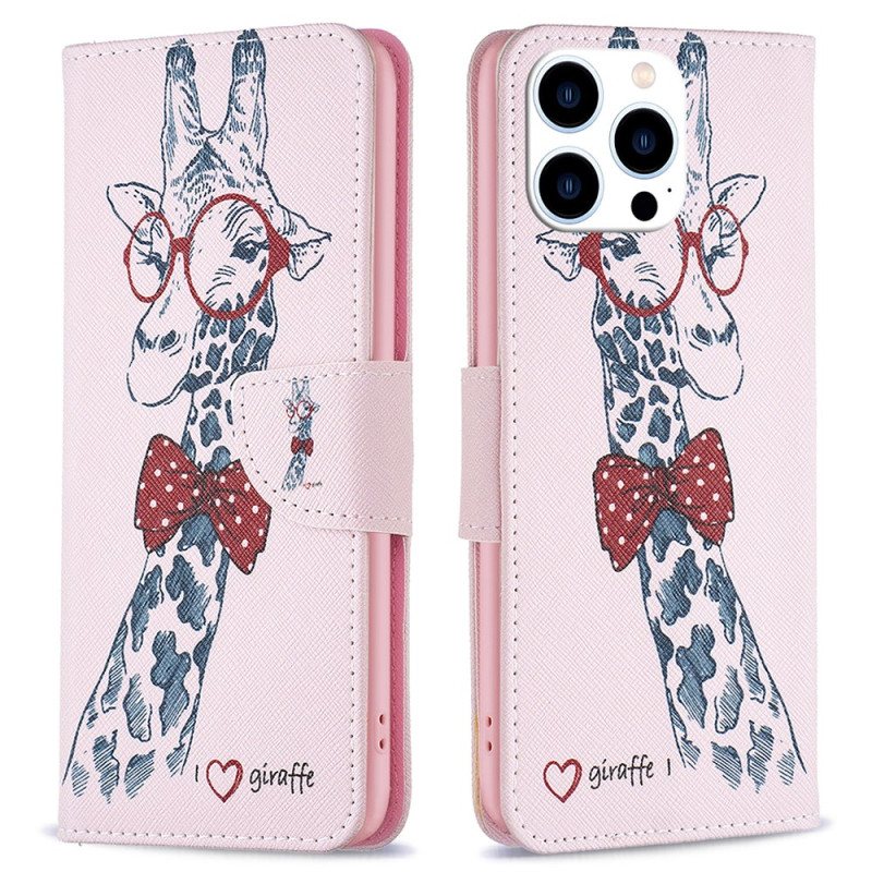 Folio Deksel iPhone 16 Pro Giraffe