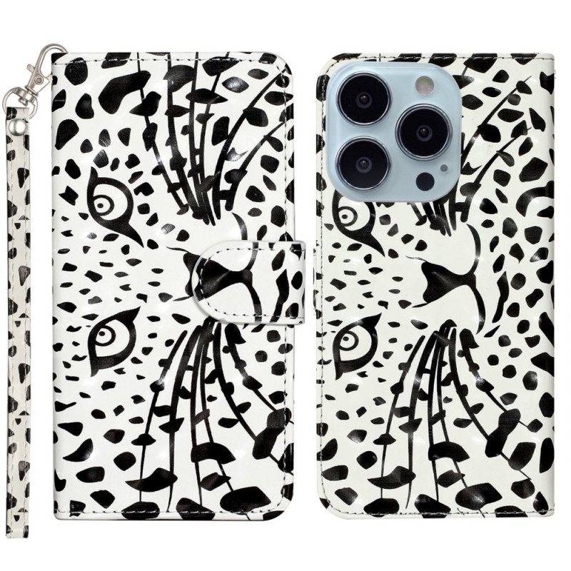 Folio Deksel iPhone 16 Pro Leopardhode Med Stropp