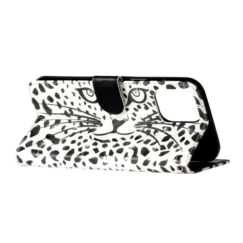 Folio Deksel iPhone 16 Pro Leopardhode Med Stropp