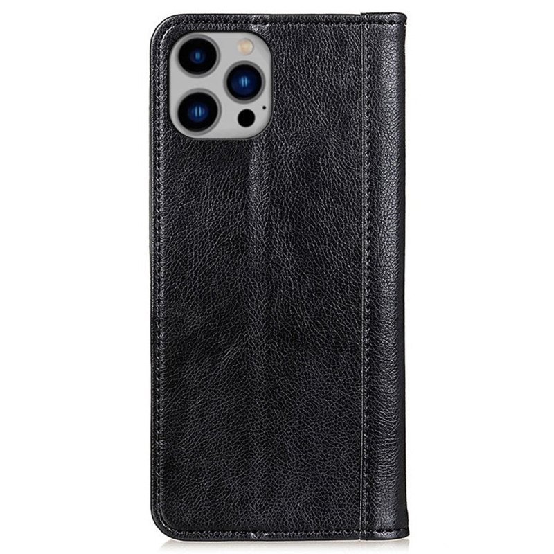 Folio Deksel iPhone 16 Pro Split Leather Vintage Design