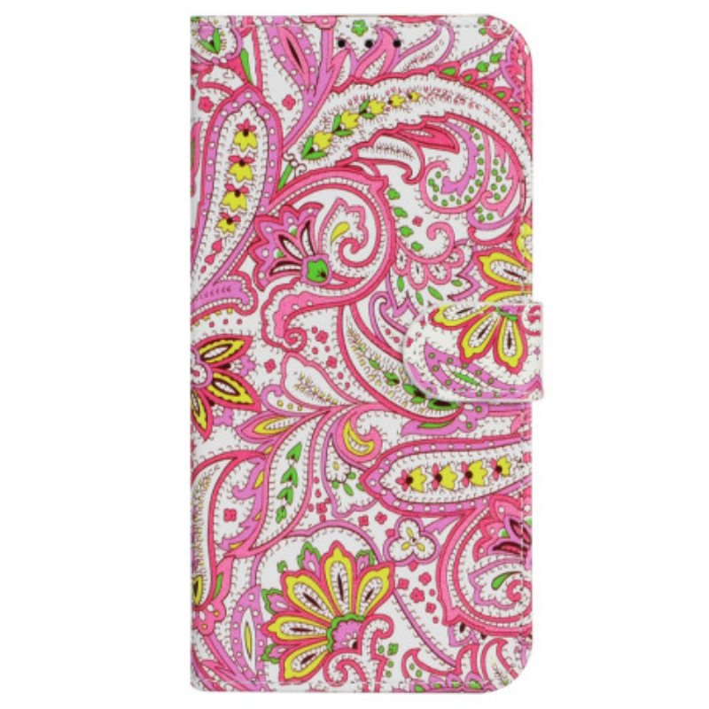 Folio Deksel iPhone 16 Pro Strappy Med Blomstertrykk