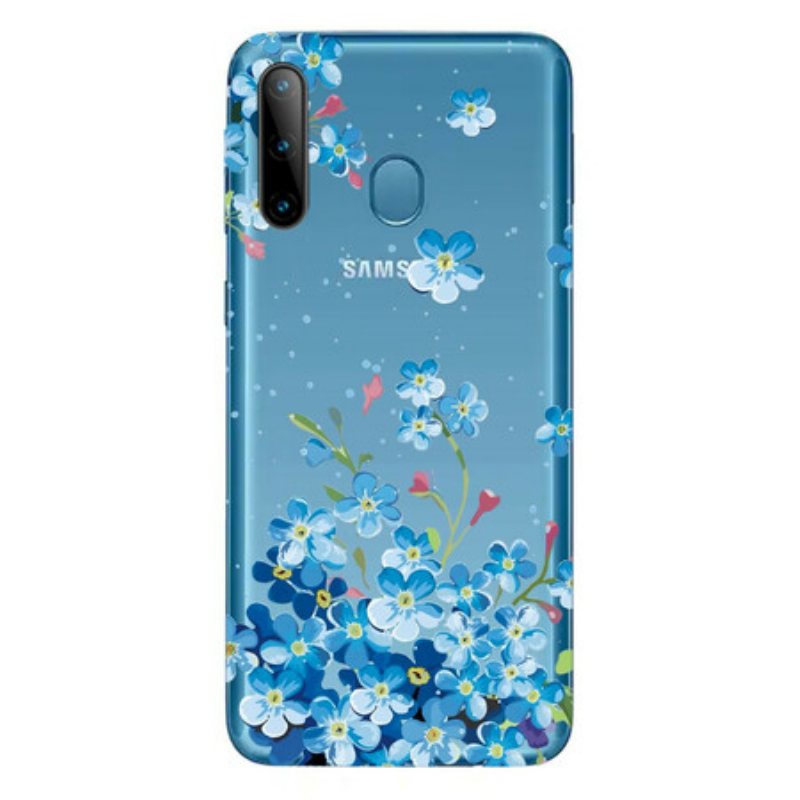 Mobildeksel Til Samsung Galaxy M11 Blå Blomster