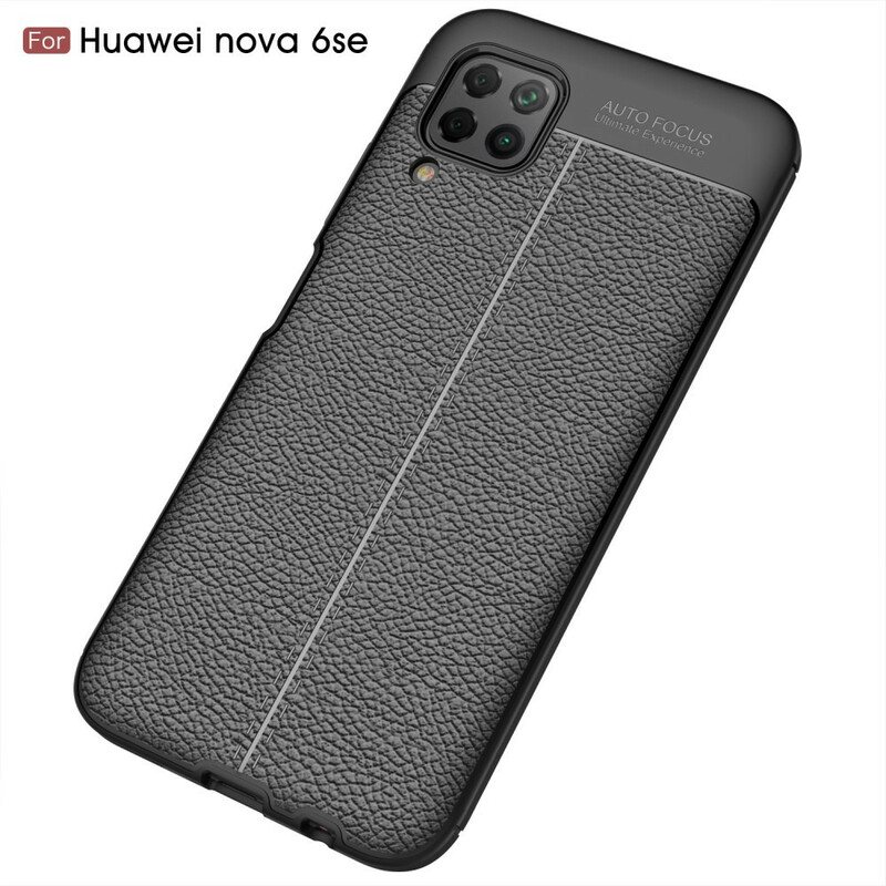 Deksel Til Huawei P40 Lite Dobbel Linje Litchi Leather Effect