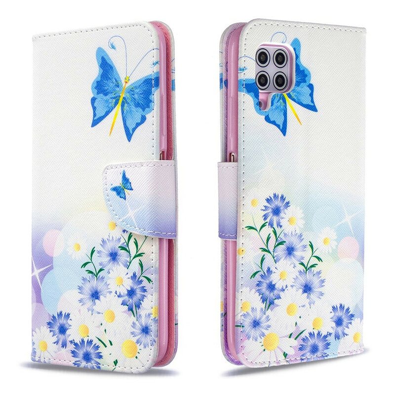 Folio Deksel Til Huawei P40 Lite Malte Sommerfugler Og Blomster