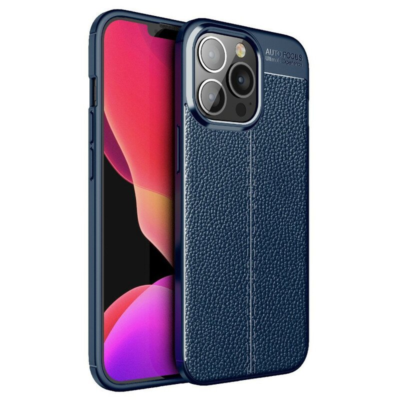 Deksel Til iPhone 13 Pro Dobbel Linje Litchi Leather Effect