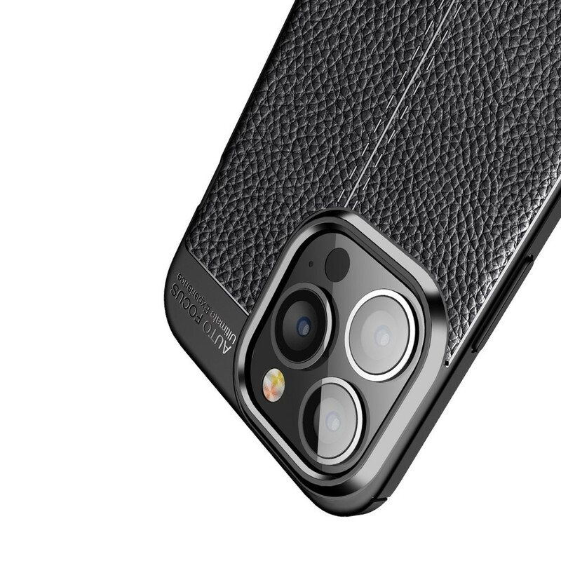 Deksel Til iPhone 13 Pro Dobbel Linje Litchi Leather Effect