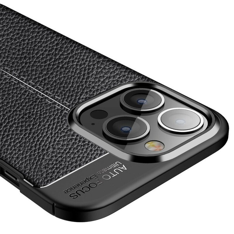 Deksel Til iPhone 13 Pro Dobbel Linje Litchi Leather Effect