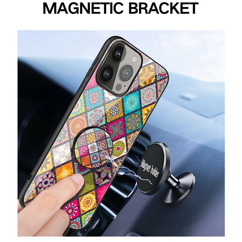 Deksel Til iPhone 13 Pro Patchwork Magnetisk Holder