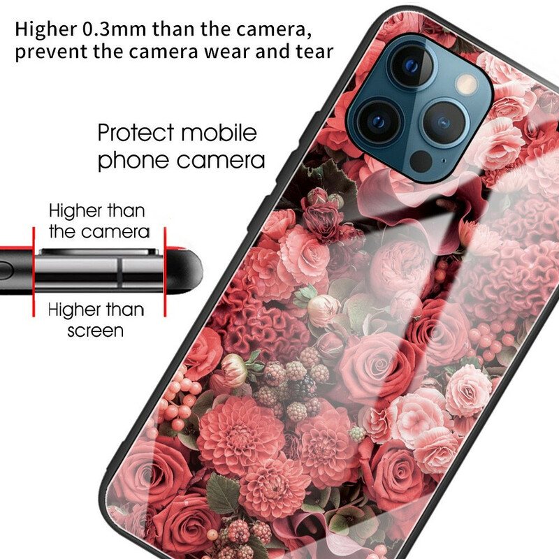 Deksel Til iPhone 13 Pro Rose Blomster Herdet Glass