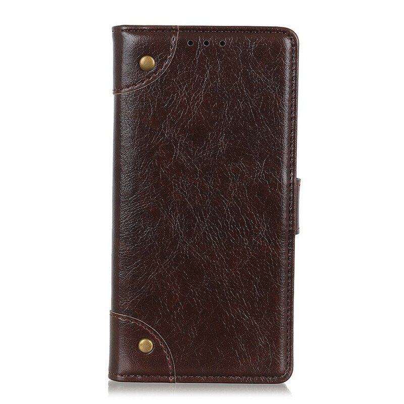 Folio Deksel Til iPhone 13 Pro Stil Nappa Leather Vintage Nagler