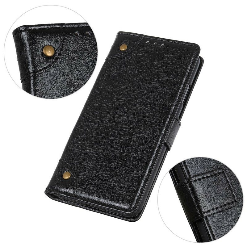 Folio Deksel Til iPhone 13 Pro Stil Nappa Leather Vintage Nagler