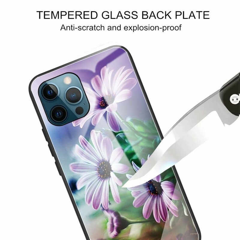 Mobildeksel Til iPhone 13 Pro Realistiske Blomster I Herdet Glass