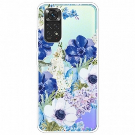 Deksel Til Xiaomi Redmi Note 11 Pro / 11 Pro 5G Akvarell Blå Blomster