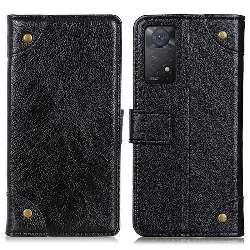 Folio Deksel Til Xiaomi Redmi Note 11 Pro / 11 Pro 5G Stil Nappa Leather Vintage Nagler