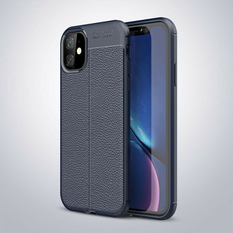 Deksel Til iPhone 11 Dobbel Linje Litchi Leather Effect