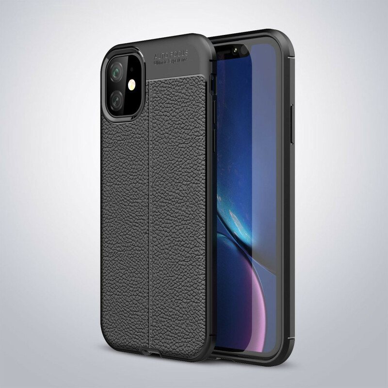 Deksel Til iPhone 11 Dobbel Linje Litchi Leather Effect