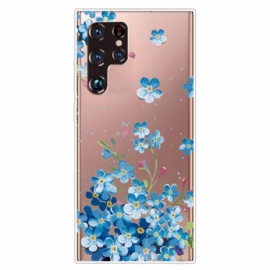 Deksel Til Samsung Galaxy S22 Ultra 5G Blå Blomster