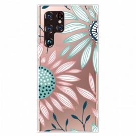 Deksel Til Samsung Galaxy S22 Ultra 5G Gjennomsiktig Én Blomst