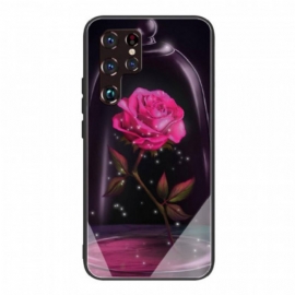 Deksel Til Samsung Galaxy S22 Ultra 5G Magisk Rosa Herdet Glass