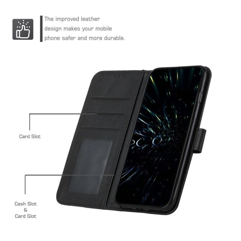 Folio Deksel Til Samsung Galaxy S22 Ultra 5G Med Kjede Strappy Geometrisk Skinnstil