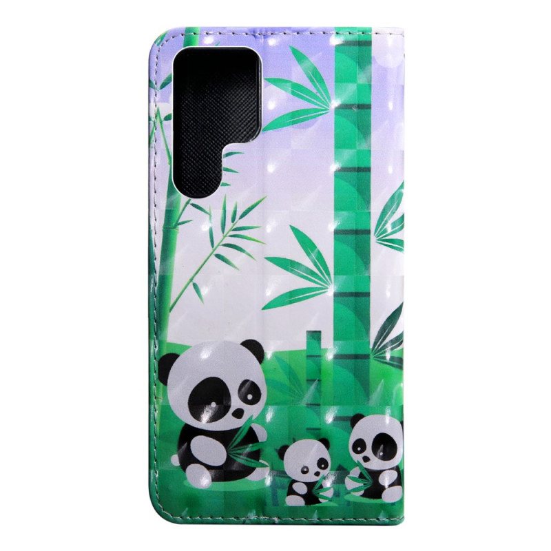 Folio Deksel Til Samsung Galaxy S22 Ultra 5G Panda Familie