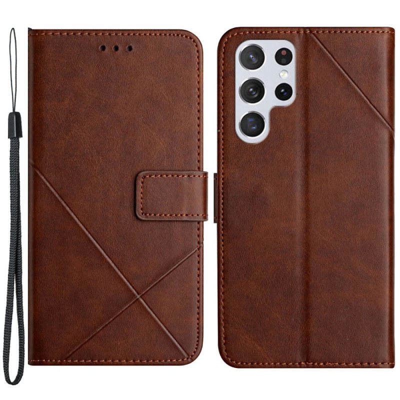 Folio Deksel Til Samsung Galaxy S22 Ultra 5G X Design Geo Leather Style