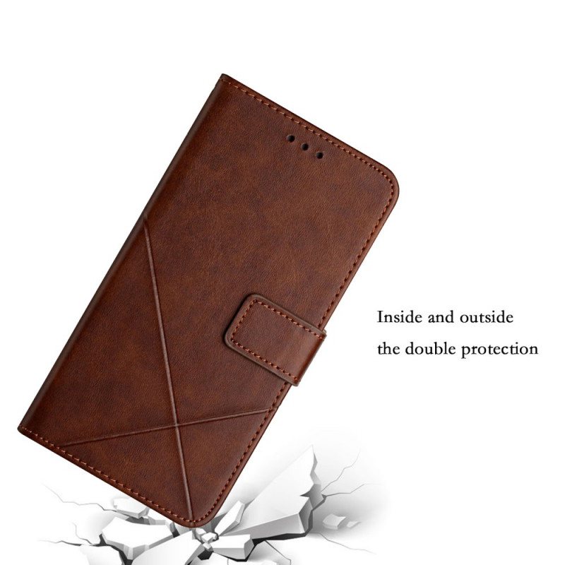 Folio Deksel Til Samsung Galaxy S22 Ultra 5G X Design Geo Leather Style