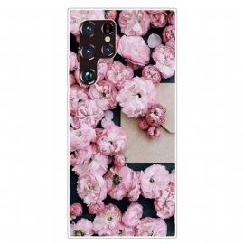 Mobildeksel Til Samsung Galaxy S22 Ultra 5G Rosa Blomster