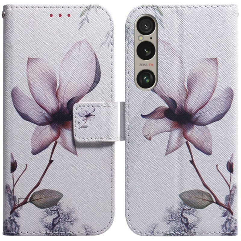 Folio Deksel Sony Xperia 1 Vi Rosa Blomst