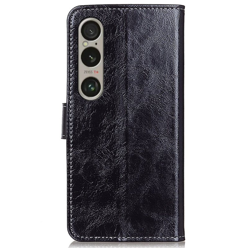 Folio Deksel Sony Xperia 1 Vi Skinnende Kunstskinn