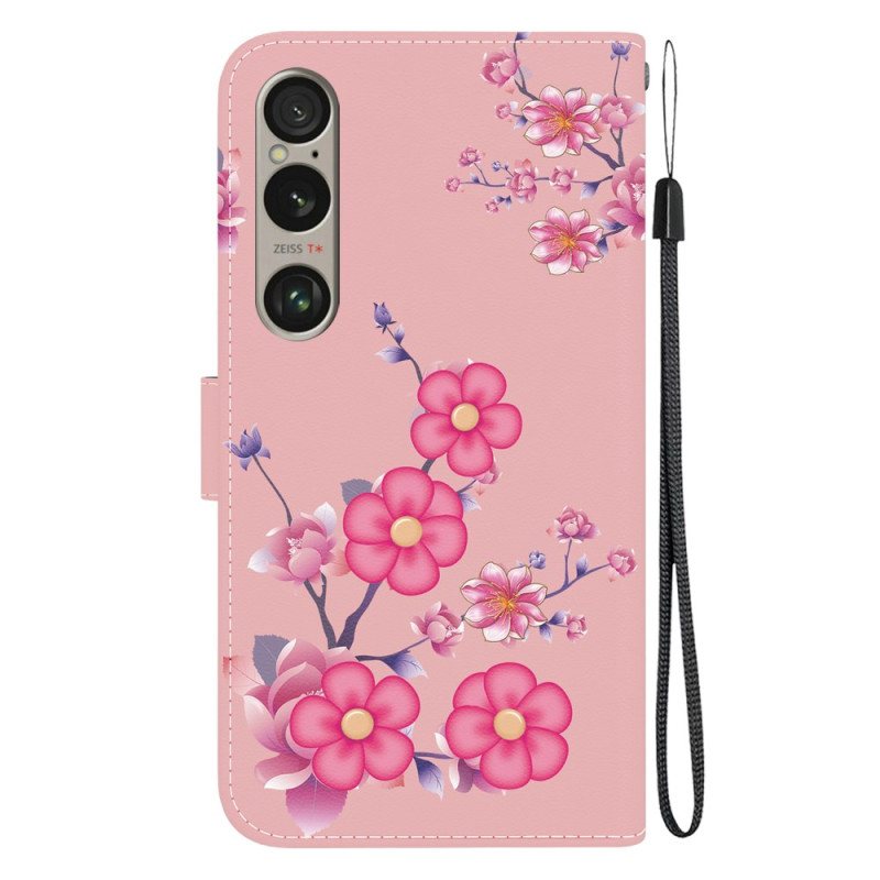 Lærdeksel Folio Deksel Sony Xperia 1 Vi Sakura-rem