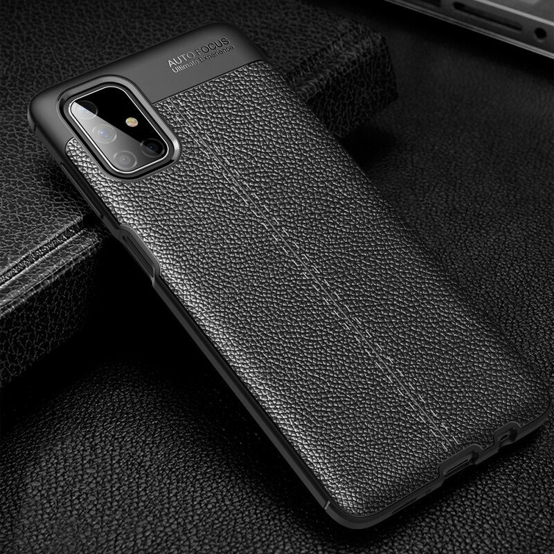 Deksel Til Samsung Galaxy M51 Dobbel Linje Litchi Leather Effect