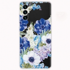 Deksel Til Samsung Galaxy A13 5G / A04s Akvarell Blå Blomster