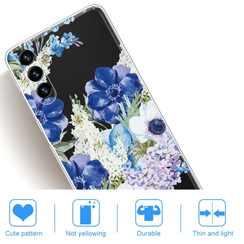 Deksel Til Samsung Galaxy A13 5G / A04s Akvarell Blå Blomster