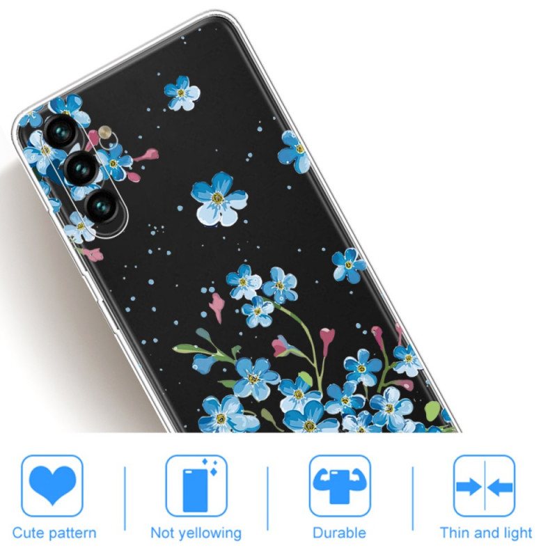 Deksel Til Samsung Galaxy A13 5G / A04s Blå Blomster