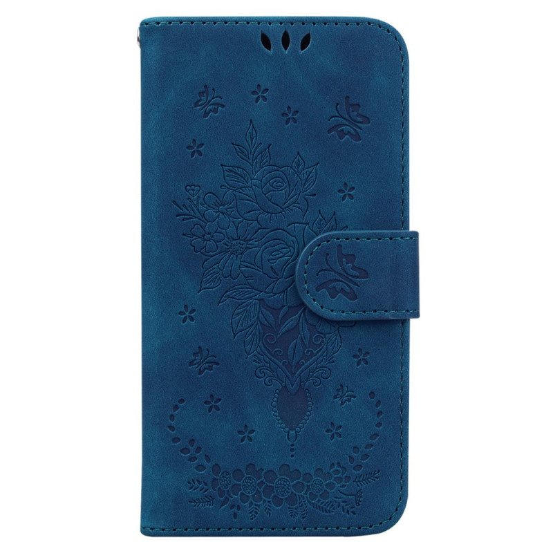 Folio Deksel Oppo Reno 12 5g Floralie Med Stropp Beskyttelse Deksel