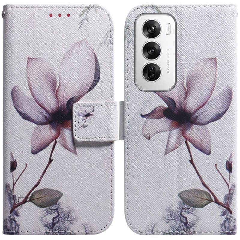 Lærdeksel Folio Deksel Oppo Reno 12 5g Rosa Blomst